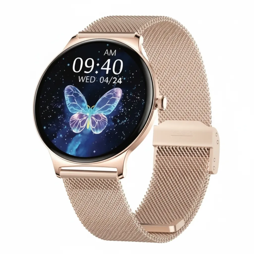 ساعة Moxedo GLORY SmartWatch MX-SW012 بلون Rose Gold، تعرض تصميمًا أنيقًا وراقيًا.