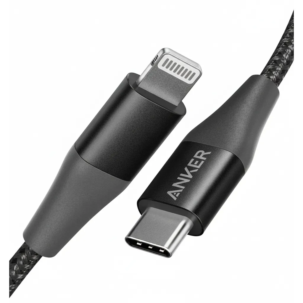 كابل Anker PowerLine+ II USB-C to لايتننج، بطول 6ft/1.8m، أسود، A8653H11، لأجهزة Apple.