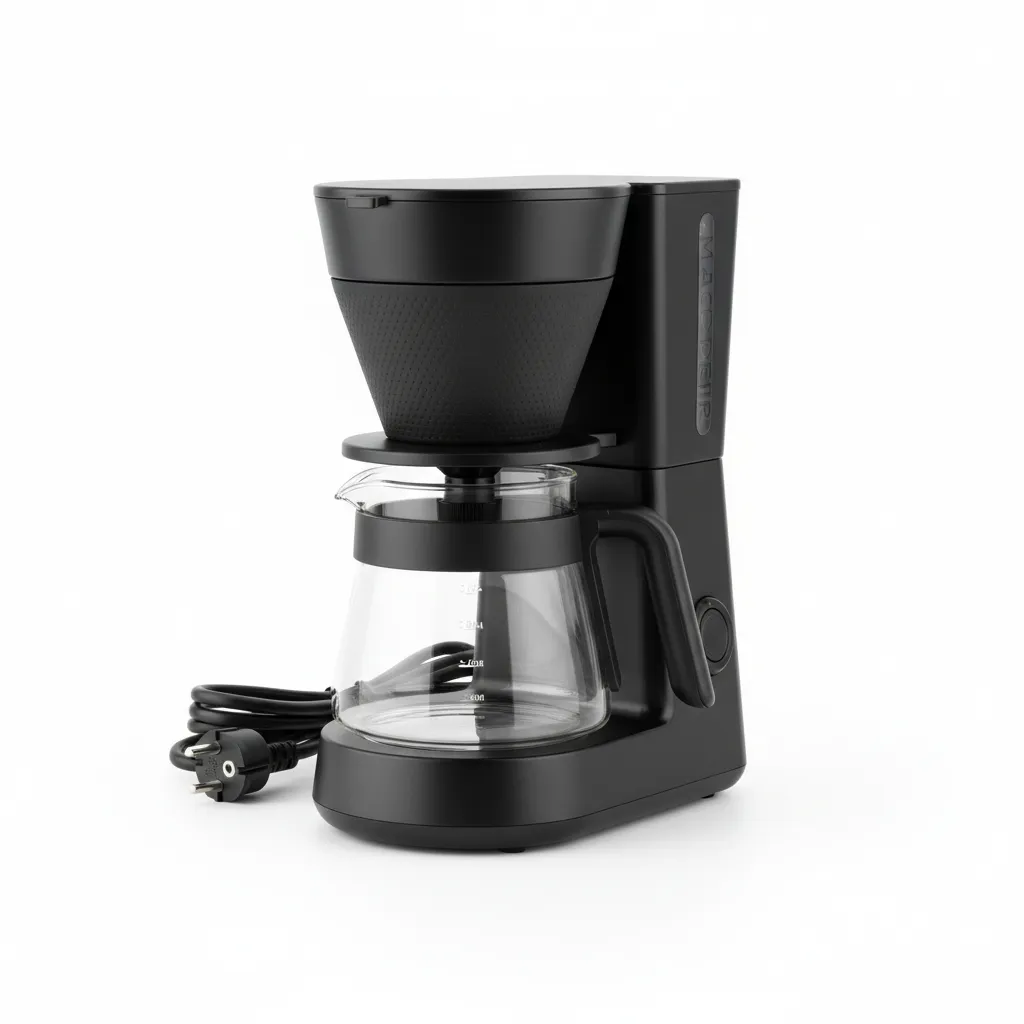 ماكينة قهوة Macnoa MacDrip Aeris MD-25MAES-BK سوداء بتقنية التقطير، مدمجة بأبعاد 13 × 10.5 × 11 cm.