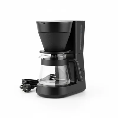 ماكينة قهوة Macnoa MacDrip Aeris MD-25MAES-BK سوداء بتقنية التقطير، مدمجة بأبعاد 13 × 10.5 × 11 cm.