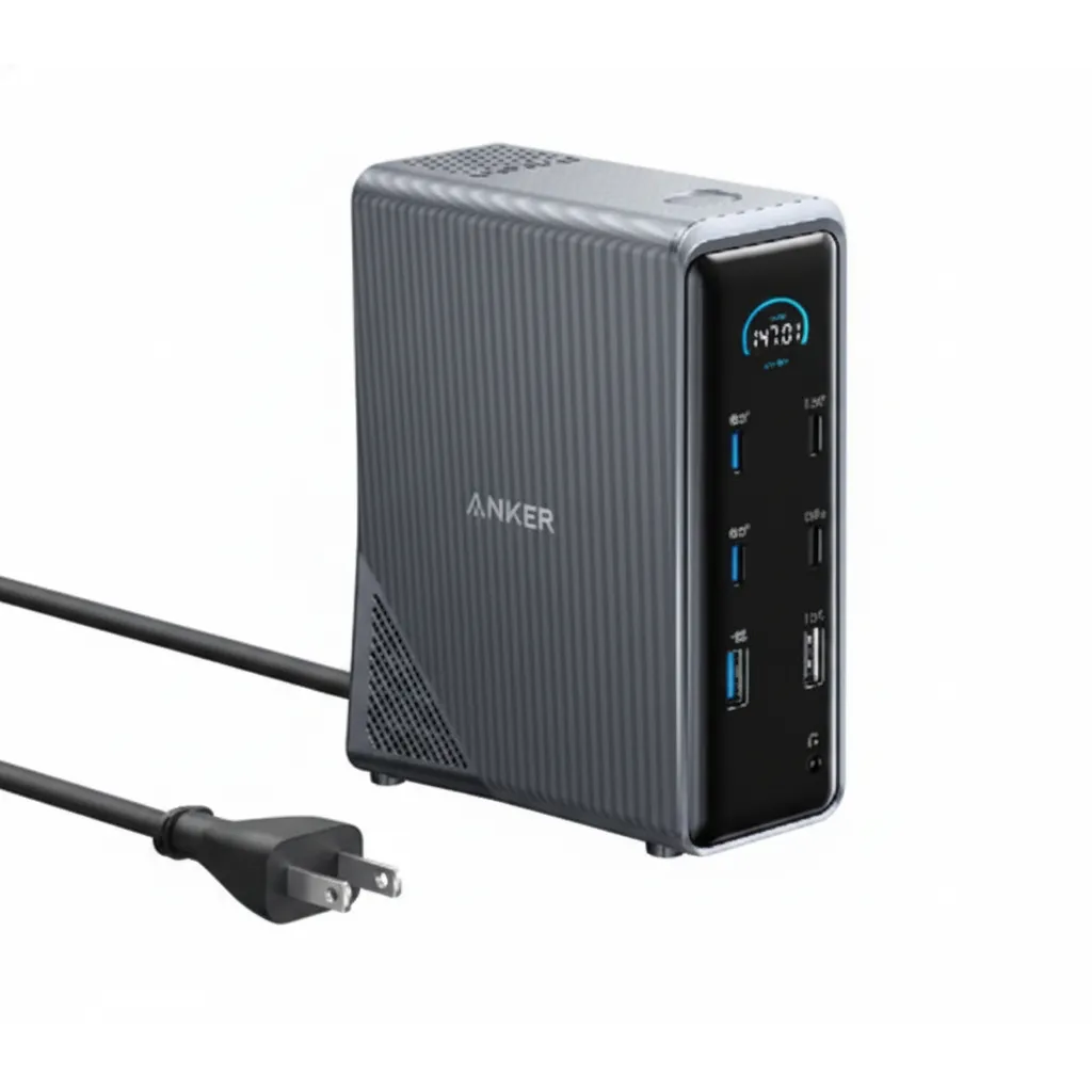 محطة إرساء وشحن Anker Prime (A83B62A1) باللون الأسود، 14-in-1 مع شاشة مزدوجة وطاقة 160W.