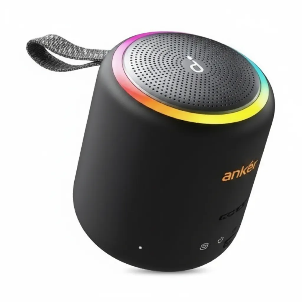 مكبر صوت Anker Soundcore ميني 3 برو Pocket Bluetooth موديل A3127Z11 باللون الأسود، مدمج ومحمول.