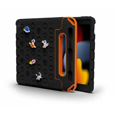 جراب Moxedo المتين للتابلت لـ iPad 10.9 باللون الأسود، مع تصميم كرتوني ومسند مدمج للحماية.