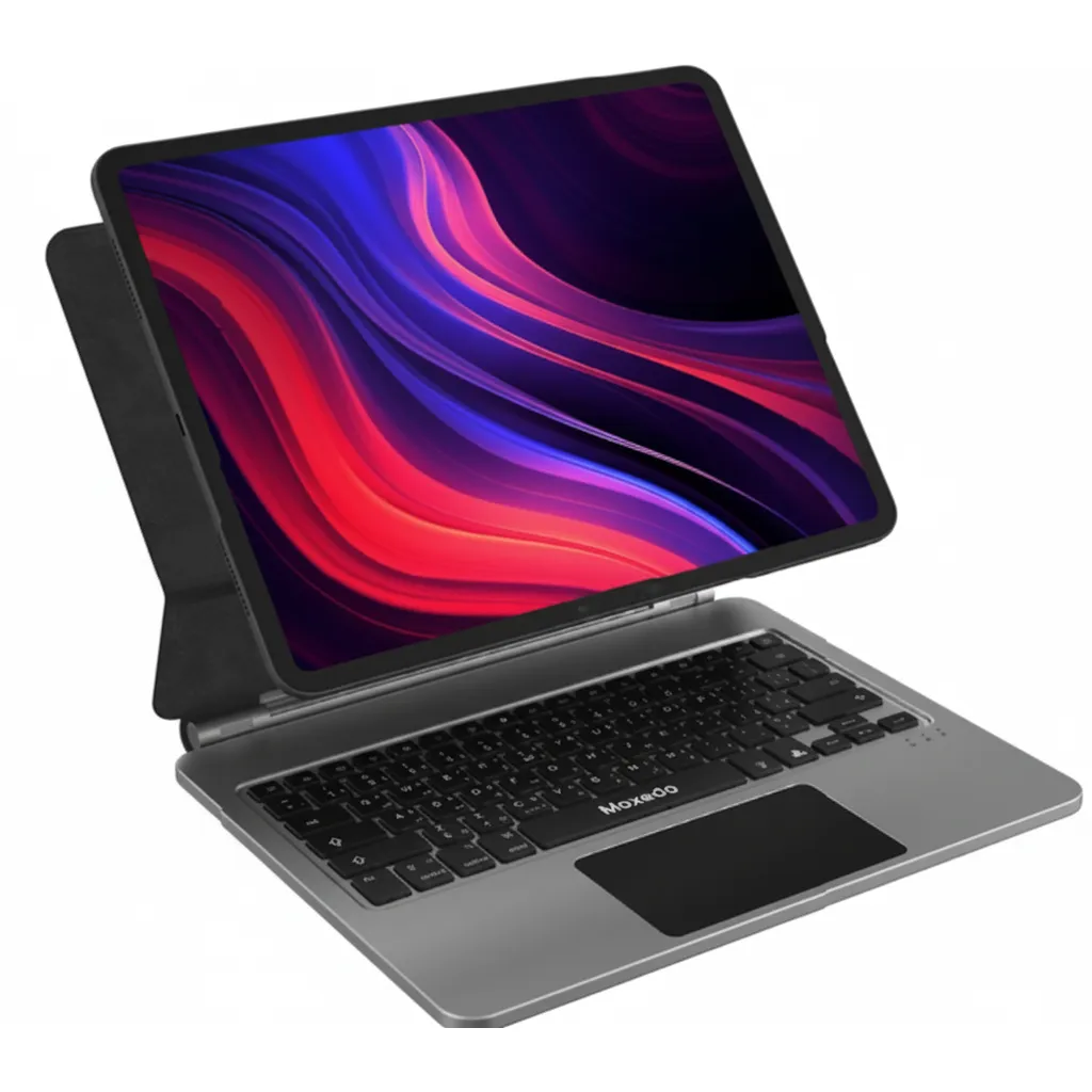 لوحة مفاتيح Moxedo Magic اللاسلكية سوداء لجهاز iPad 13" برو (2024)، تعزز الإنتاجية.