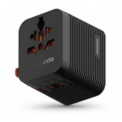 محول السفر العالمي Moxedo 20W OL-212PD OG MX-TA024 باللون الأسود، للشحن العالمي السريع.