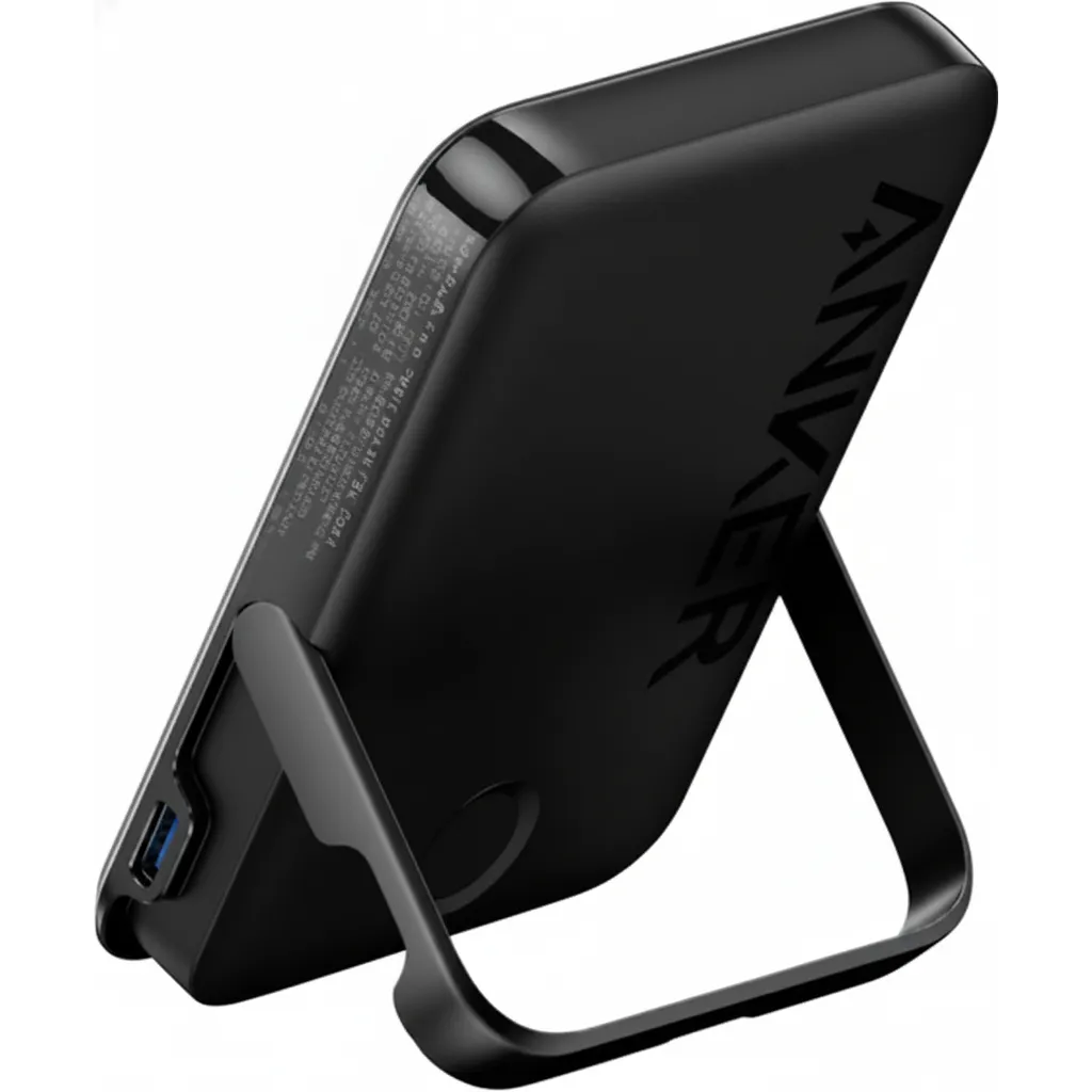 بنك طاقة Anker Magnetic Slim بسعة 5,000 mAh مع حامل قابل للطي، موديل A1618H11.
