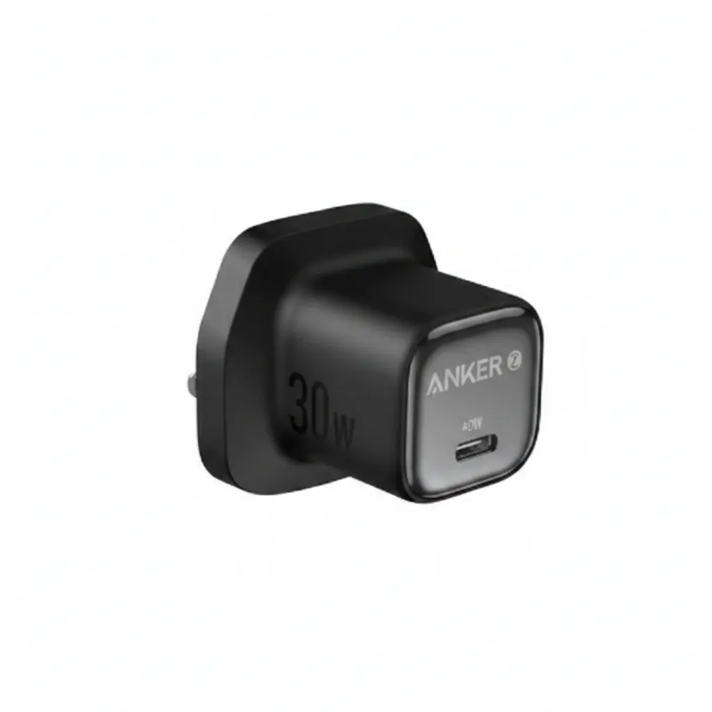 شاحن Anker Zolo Type-C 30W PD 3.0 باللون الأسود، موديل A2698K11، لشحن سريع للكمبيوتر المحمول والهواتف الذكية.