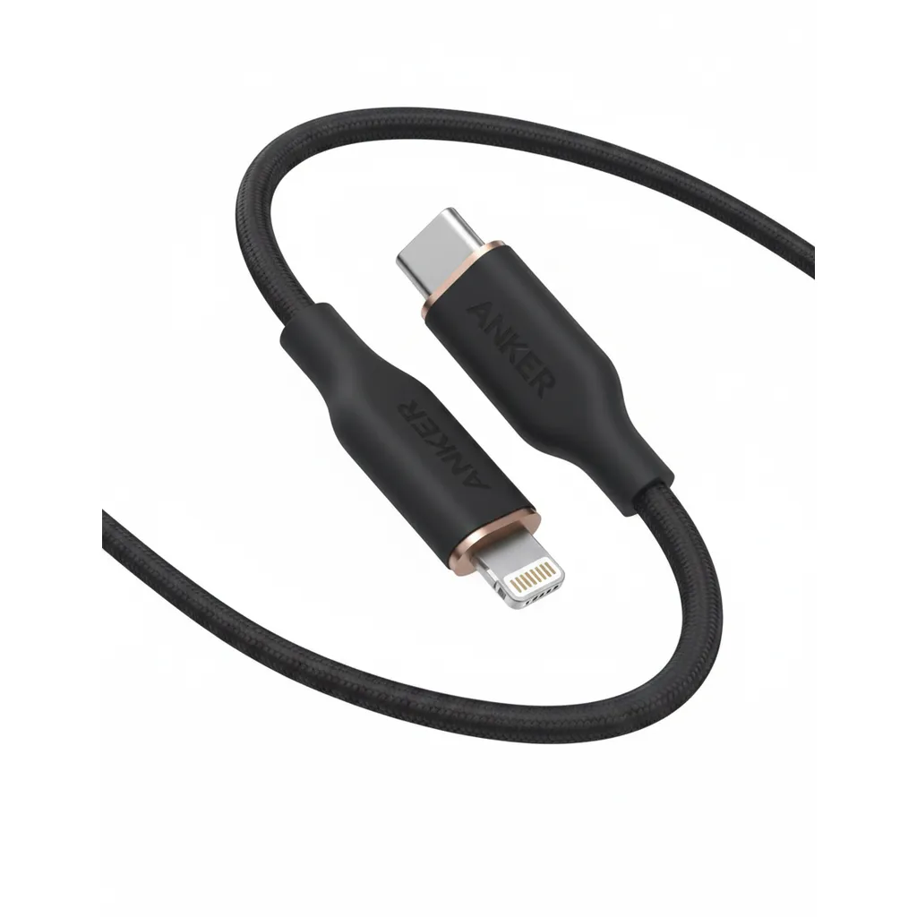 كابل Anker PowerLine III فلو USB-C إلى لايتننج أسود، بطول 6ft (A8663H11)، لأجهزة Apple.