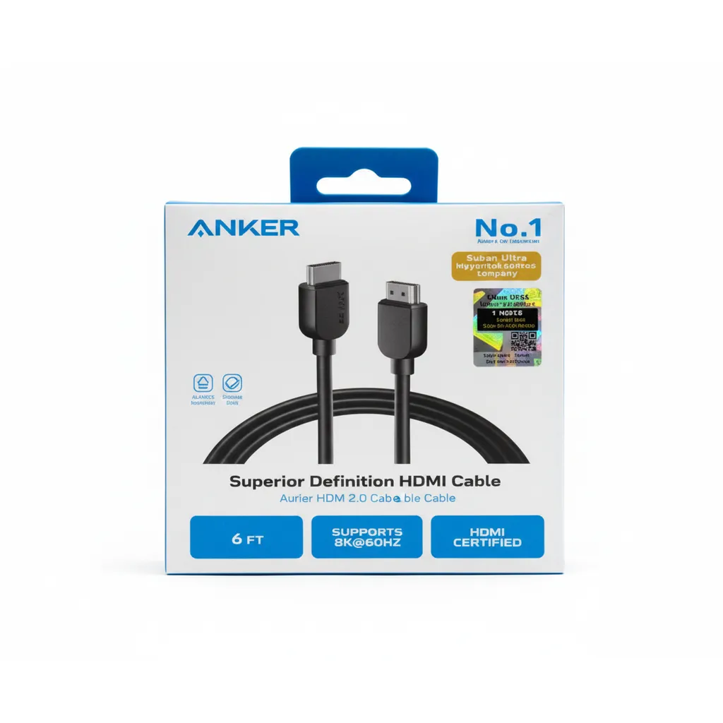 كيبل Anker Superior Definition HDMI 2.1، بطول 6 ft، 8K، أسود (A8742H11) للفيديو عالي الدقة.