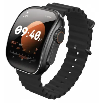 ساعة Moxedo CURVE SmartWatch 2.06 باللون الأسود، تظهر شاشتها الكبيرة وتصميمها الأنيق.