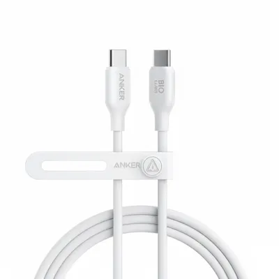 كابل Anker 544 USB-C to USB-C حيوي، بطول 3ft، أبيض، موديل A80F1H21.