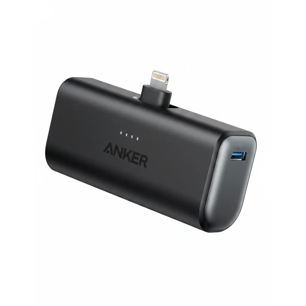 بنك طاقة Anker نانو بقوة 12W مع موصل لايتننج مدمج، لون أسود (A1645H11).