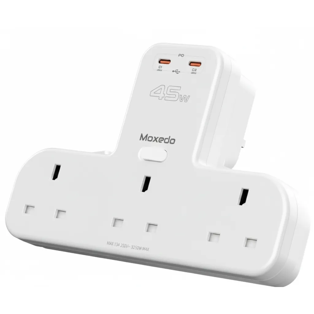 محول تمديد طاقة Moxedo Multi-Plug 45W (MX-C044)، يوفر طاقة 45W.
