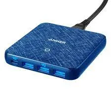 أنكر باور منفذ ATOM III SLIM (4 منافذ) 65W PD+3 IQ - أسود (A2045K11) — أزرق