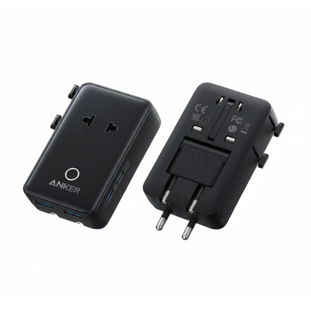 محول السفر Anker نانو 5 في 1 بقوة 20W موديل A9215311، شاحن عالمي مدمج.
