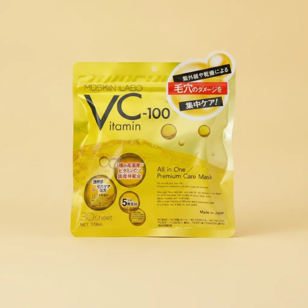 ماسك S-Labo VC-100 فيتامين سي للعناية المتكاملة الفاخرة — علبة 30 ورقة (370 mL إجمالي السيروم)