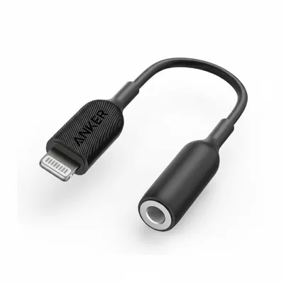 كيبل صوت Anker 3.5mm مع موصل لايتننج باللون الأسود، بطول 3ft، لتوصيل أجهزة Apple بأنظمة الصوت.