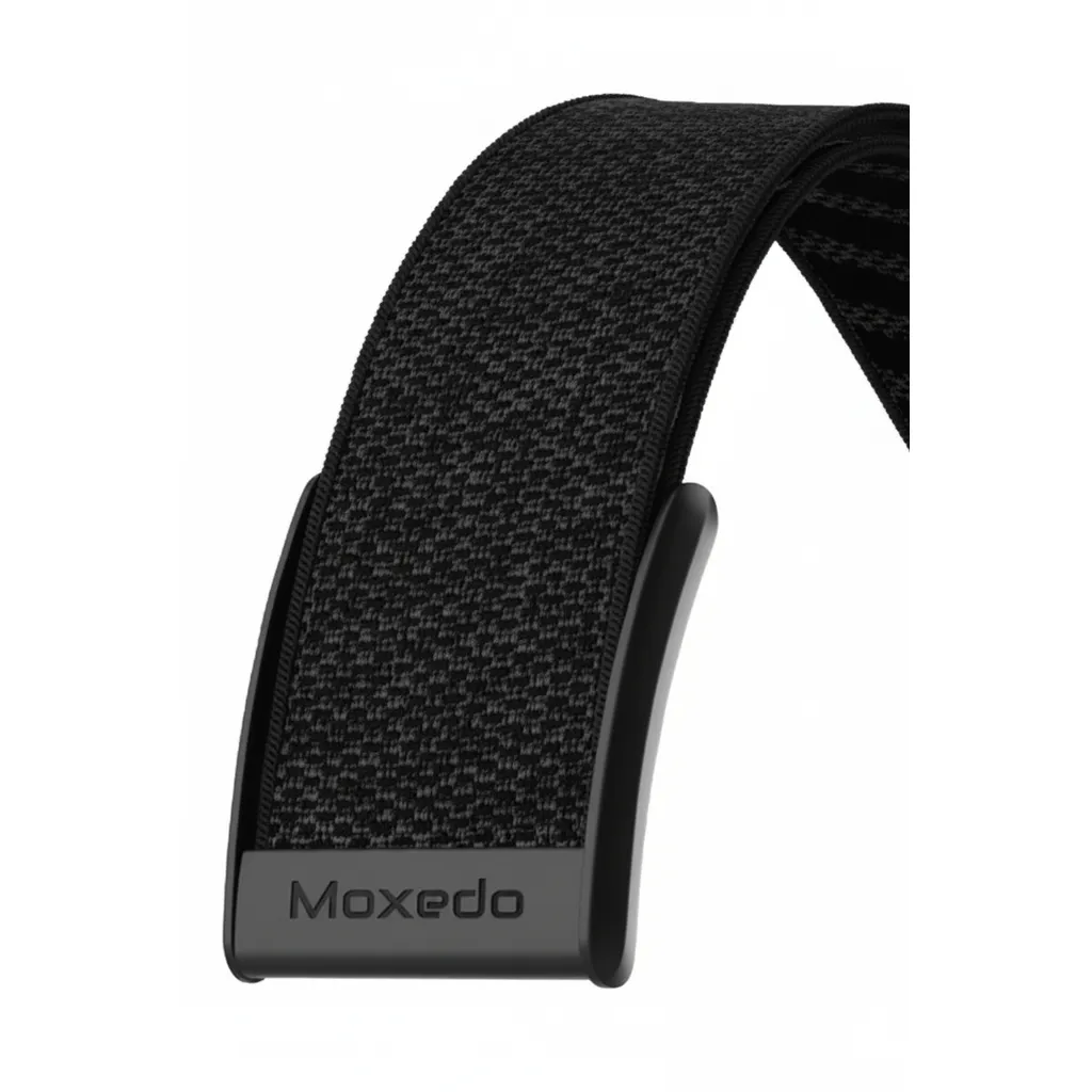 سوار ساعة Moxedo FIT-WEAVE من النايلون المضفر باللون الرمادي الأسود، مريح وقابل للتعديل للساعات الذكية.