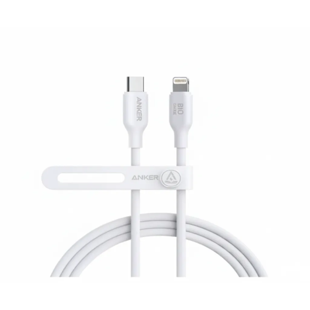 كابل Anker 542 USB-C to لايتننج، بطول 3ft، أبيض، موديل A80B1H21، لأجهزة Apple.