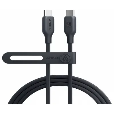 كابل Anker 544 USB-C to USB-C حيوي، بطول 6ft، أسود، موديل A80F2H11.