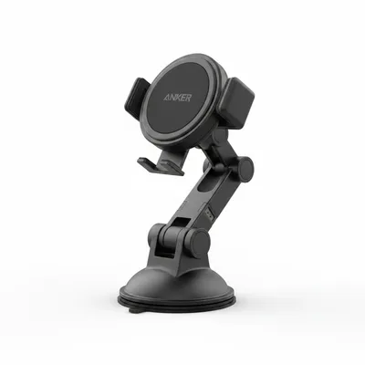 حامل هاتف Anker 360 المغناطيسي القابل للتعديل للسيارة A9110H11 باللون الأسود، يثبت هاتفاً ذكياً بأمان على لوحة قيادة السيارة.