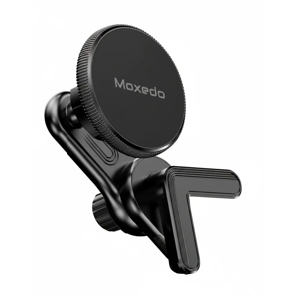 حامل شاشة Moxedo Clip-on المغناطيسي العائم MX-CM056 باللون الأسود، يثبت هاتفاً ذكياً.
