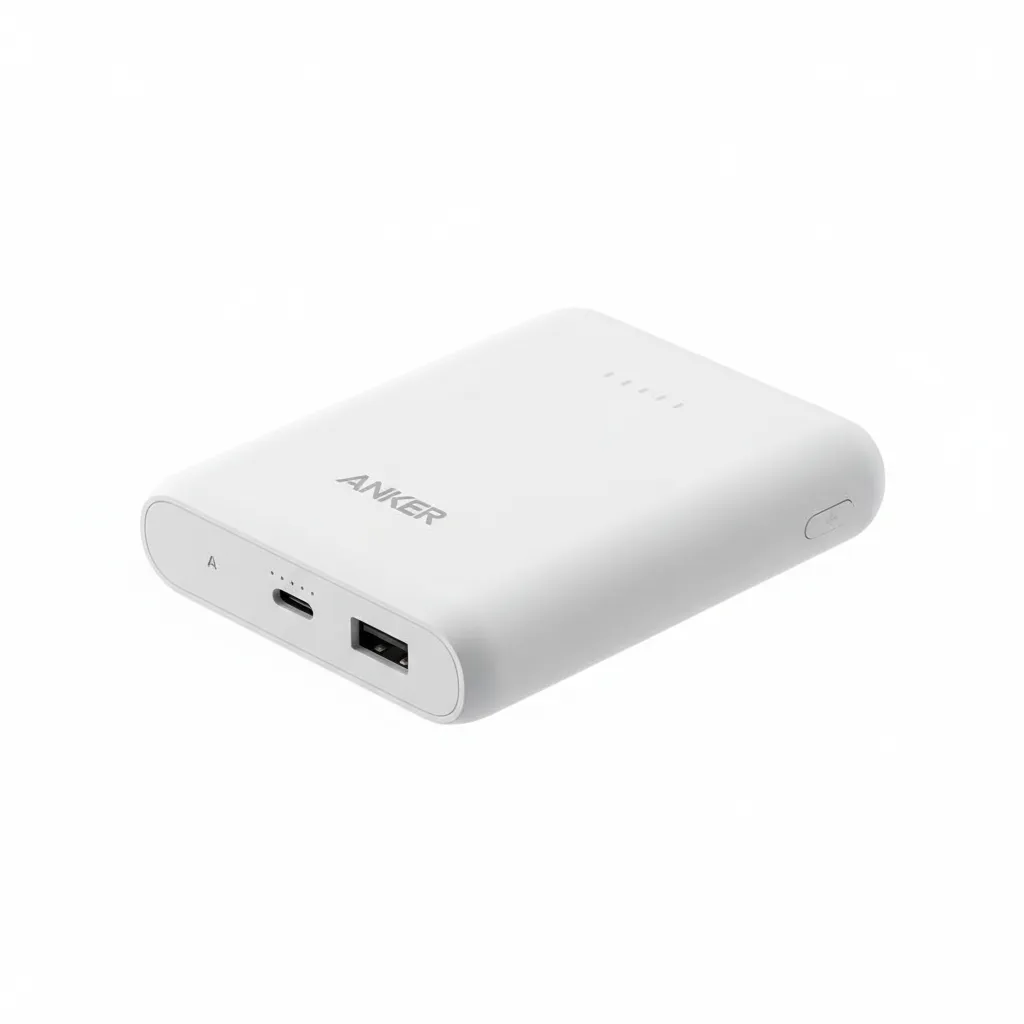 شاحن Anker ماغو 633 اللاسلكي المغناطيسي (B25A7221) باللون الأبيض، يشحن الهواتف الذكية المتوافقة بأمان.