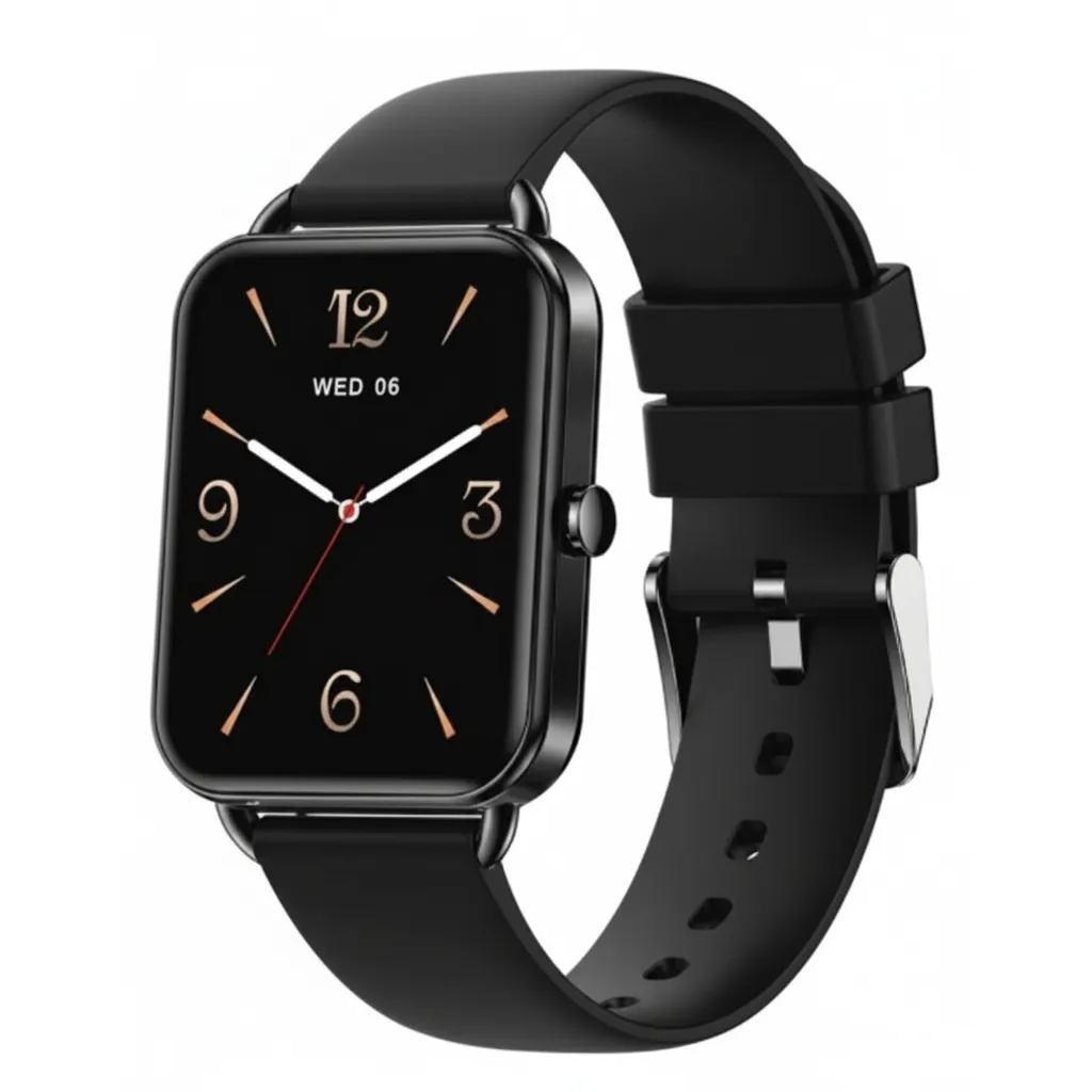 ساعة Moxedo LUNA SmartWatch MX-SW011 باللون الأسود، تظهر شاشتها الدائرية وتصميمها البسيط.