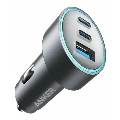 شاحن سيارة Anker بقوة 67W مع 3 منافذ وكابل USB-C باللون الأسود، موديل B2731HA1.