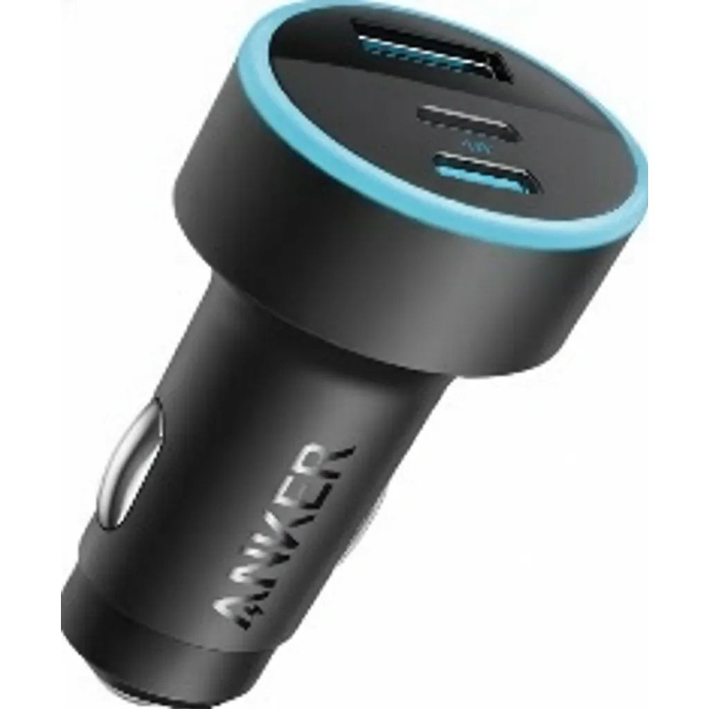 شاحن سيارة Anker 335 بقوة 67W باللون الأسود، موديل A2736H11، لشحن سريع للأجهزة أثناء التنقل.