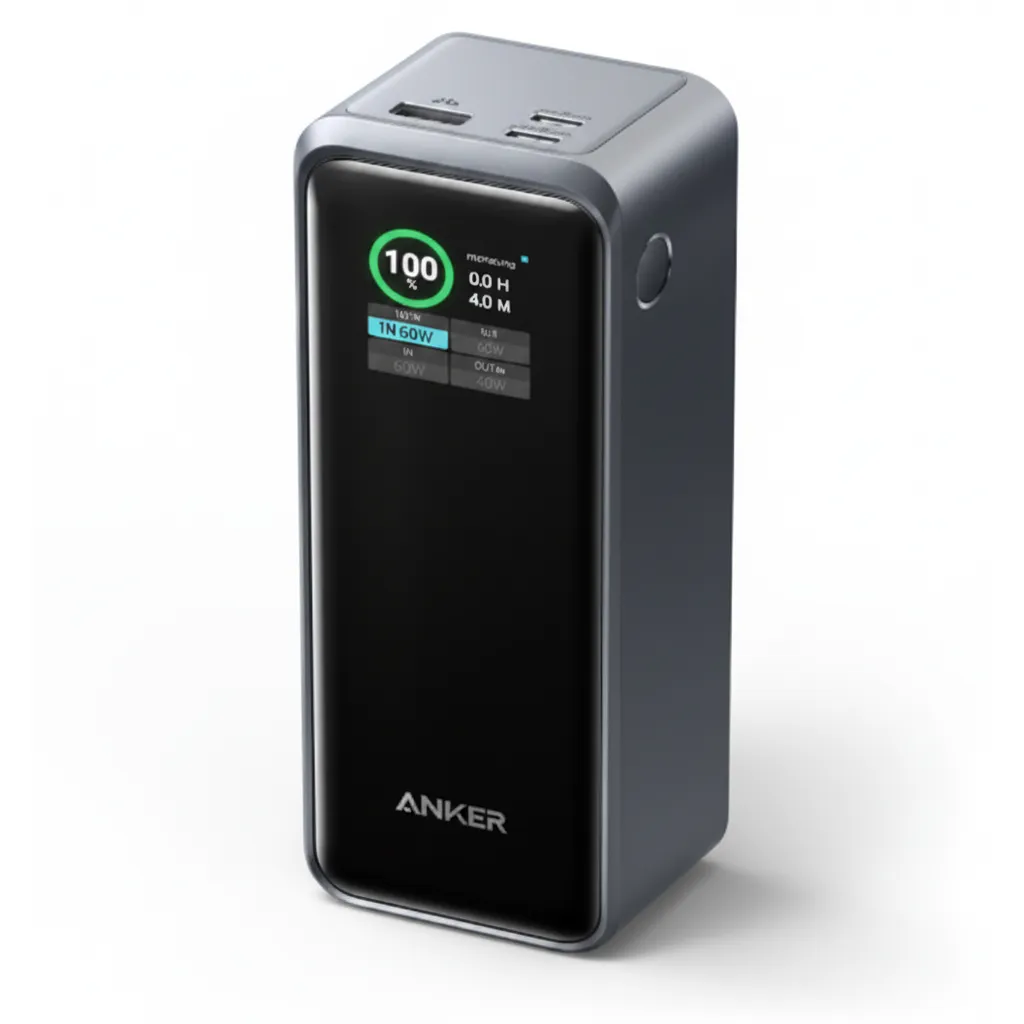 بنك الطاقة Anker Prime 20000 mAh 200W باللون الفضي، موديل A1336011، للشحن فائق السرعة.