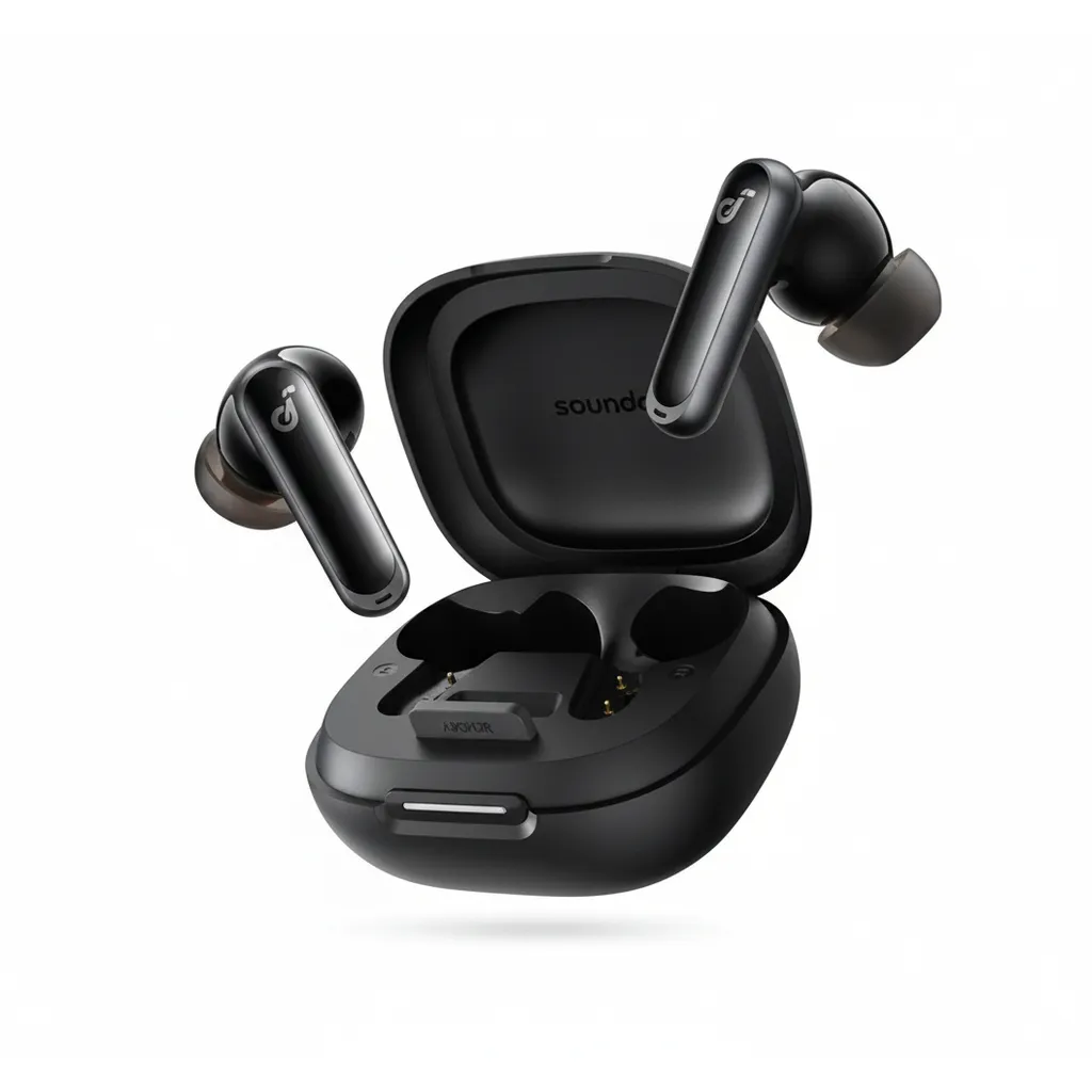 سماعات أذن Anker Soundcore P40i ANC اللاسلكية الحقيقية A3955H11 باللون الأسود، مع إلغاء الضوضاء النشط التكيفي.