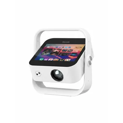 جهاز عرض Moxedo Zentra Smart Gaming MX-ZSP013 باللون الأبيض، محسن للألعاب بميزات ذكية ومرئيات غامرة.