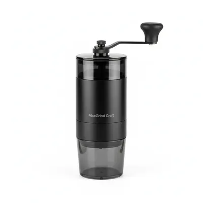 مطحنة قهوة يدوية Macnoa MacGrind Craft باللون الأسود، تصميم مدمج لقهوة مطحونة طازجة في أي مكان.