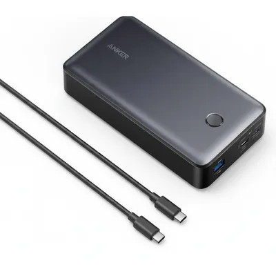 بنك طاقة Anker 537 باور كور 24K، أسود، بسعة 24,000 mAh، مصمم لأجهزة الكمبيوتر المحمولة.