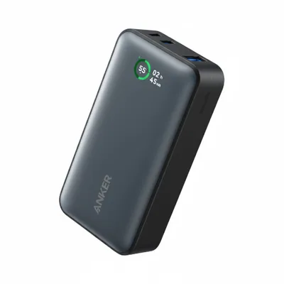 بنك طاقة Anker 533 باور كور بسعة 10,000 mAh، أسود وأزرق، شاحن محمول.
