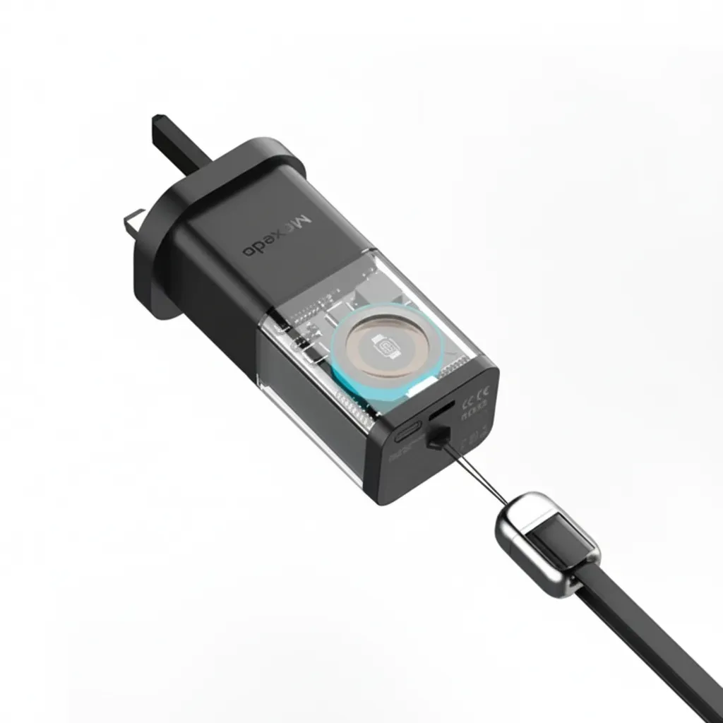 شاحن Moxedo PD جان موديل MX-CP0، أسود، بخرج 20W، باور بانك 5200 mAh، وشاحن لاسلكي لساعة Apple Watch.