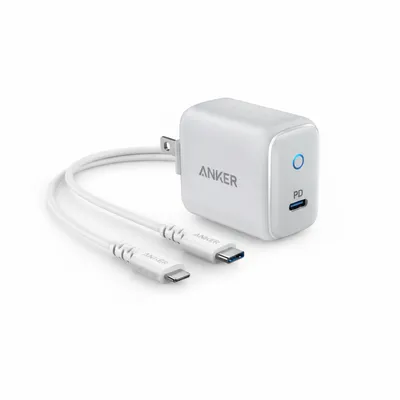 شاحن Anker 323 بقوة 33W B2331K21 أبيض مع كابل Anker 310 USB-C إلى لايتننج بطول 3 ft لأجهزة Apple.