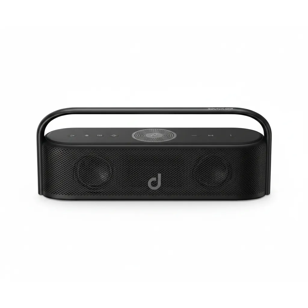 مكبر صوت Anker Soundcore Motion 100 محمول Bluetooth موديل A3133011 باللون الأسود، صوت مدمج وديناميكي.