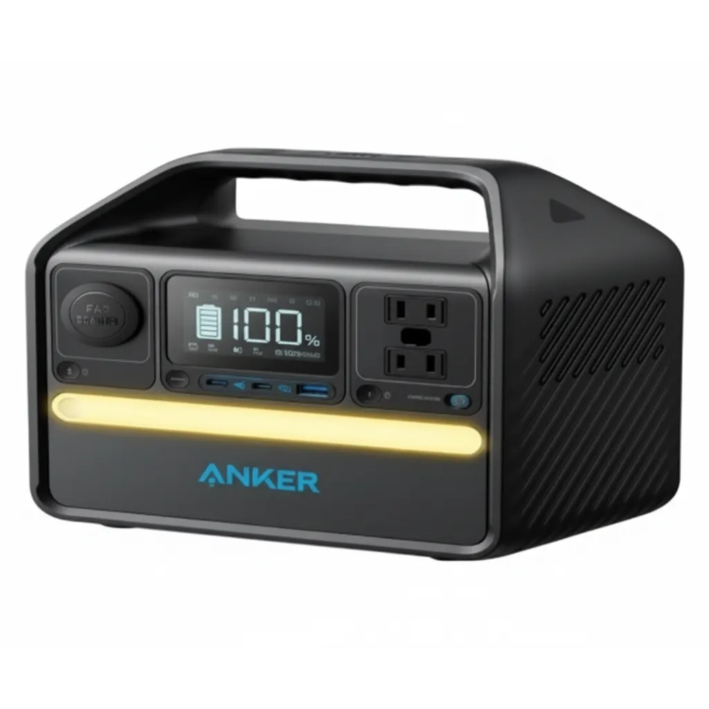 محطة الطاقة المحمولة Anker 522 A1721211، بقدرة 320Wh/300W، باللون الأسود، لتوفير طاقة محمولة موثوقة.