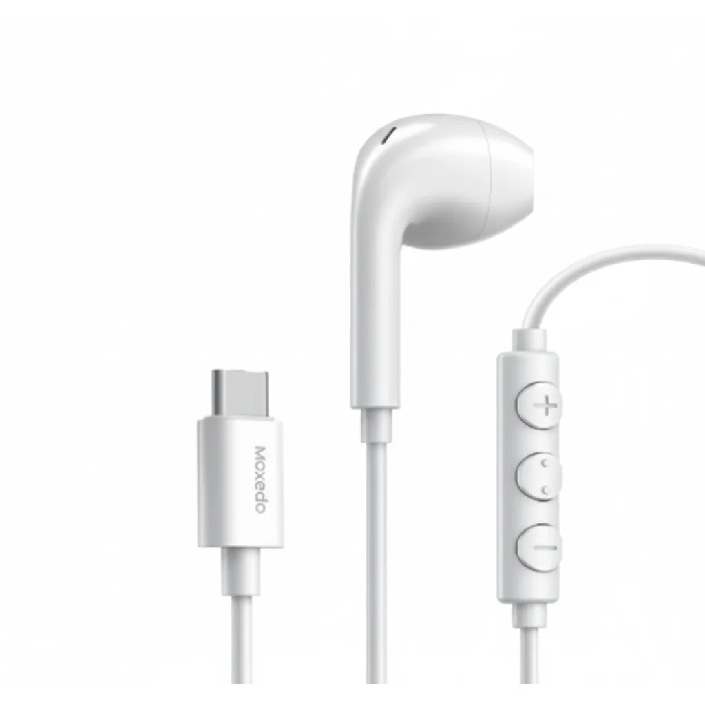 سماعة أذن Moxedo Mono Stereo USB-C MX-STE013 باللون الأسود للأجهزة المتوافقة مع USB-C.