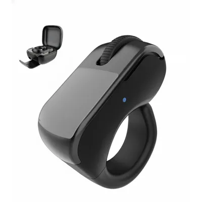 فأرة Moxedo Touch Loop Finger Ring Mouse MX-FRM003 باللون الأسود، فأرة لاسلكية مدمجة تُلبس على الإصبع للتحكم المريح.
