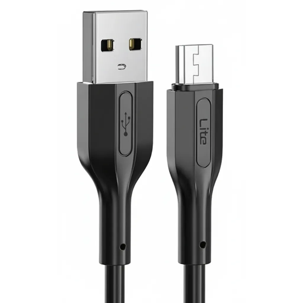 كابل شحن Moxedo لايت USB-A إلى Micro، بطول 5 أمتار، أسود، لشحن بمدى وصول ممتد ومزامنة البيانات.