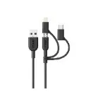 أنكر POWERLINE II 3IN1 كابل (مايكرو + لايتننج + USB-C) 3FT (A8436H11) - أسود — أسود