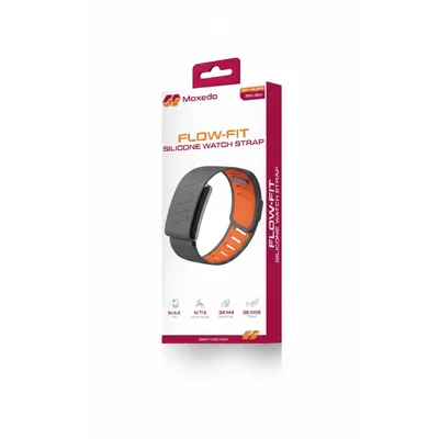 حزام Moxedo فلو-Fit Silicone باللون الرمادي البرتقالي (MX-FF015-GO)، متوافق مع WHOOP 4.0، متين ومقاوم للماء.