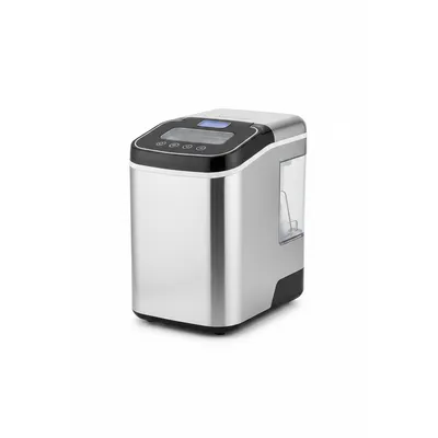 صانعة الثلج الكهربائية الأوتوماتيكية Moxedo Electric Countertop Automatic Ice Maker Machine MX-IM011 باللون الفضي، تنتج الثلج.