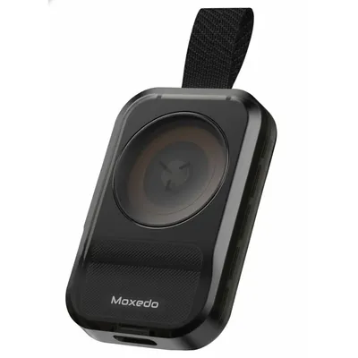 شاحن ساعة Moxedo محمول موديل MX-SWC012، أسود، بمنفذ USB-C لسلسلة Apple Watch.