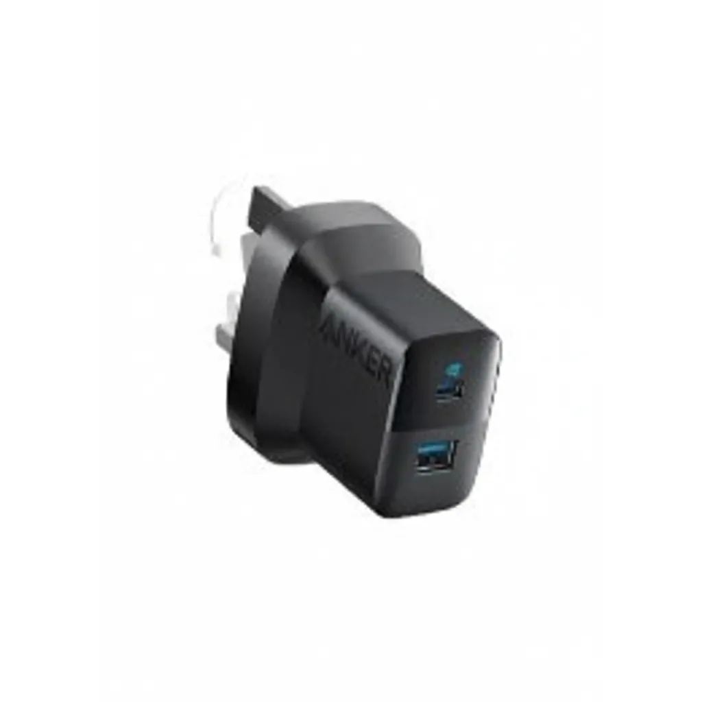 شاحن Anker 323 A2331K21 أبيض بإخراج إجمالي 33W، يتميز بمنفذي USB-C بقوة 20W و USB-A بقوة 12W.