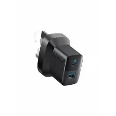 شاحن Anker 323 A2331K21 أبيض بإخراج إجمالي 33W، يتميز بمنفذي USB-C بقوة 20W و USB-A بقوة 12W.