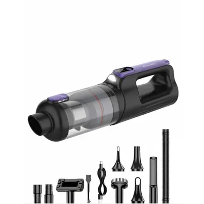 مكنسة Moxedo Cordless MX-VC003 باللونين الأسود والبنفسجي، لتنظيف مرن للمنزل والسيارة.